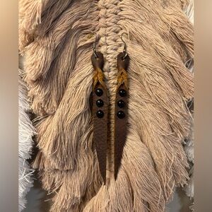 Western Knot / Braided Leather handmade Earrings - brand new!